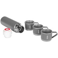 HYTECH 304 ÇELİK TERMOS HY-TM11 GRİ 500 ML 3 BARDAKLI 4