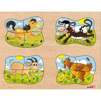 CHİVA AHŞAP PUZZLE CS-7045 4Ü 1 ARADA ÇİFTLİK HAYVANLAR 1