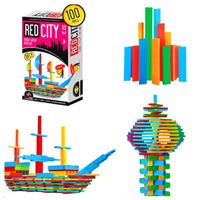 REDKA RED CİTY RD5207 RENKLİ AHŞAP BLOKLAR 100 PARÇA 4 RENK 3+ 1