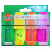 U-4 FOSFORLU KALEM MİNİ NEON 4 RENK U4-0885 1