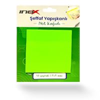 İNOX YAPIŞKANLI NOT KAĞIDI 75x75 ŞEFFAF YEŞİL 50 YP 24 LÜ 09674 1