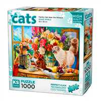 KS GAMES PUZZLE 20794 FAMİLY CATS NEAR THE WİNDOW 1000 PARÇA 1