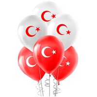 PAKO BALON 2002693 KIRMIZI-BEYAZ AY YILDIZ BASKILI 100 LÜ 1