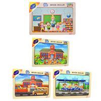 PLAY WOOD AHŞAP PUZZLE ONY-101-102-103-104 BENİM OKULUM 3+ 1