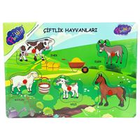 PLAY WOOD AHŞAP PUZZLE ONY-149-150 TUTMALI ÇİFTLİK HAYVANLARI EŞLEŞTİRMELİ 1
