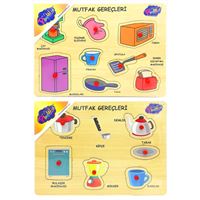PLAY WOOD AHŞAP TUTMALI YAPBOZ ONY-168-169 MUTFAK GEREÇLERİ 18M+ 1