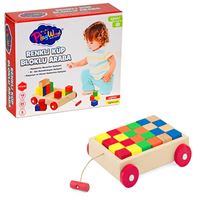 PLAY WOOD AHŞAP RENKLİ KÜP BLOKLU ARABA ONY-312 6 RENK 25 PARÇA 18M+ 1