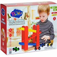 PLAY WOOD AHŞAP YARIŞ ARABALI OYUN RAMPASI ONY-382 5 PARÇA 36M+ 1