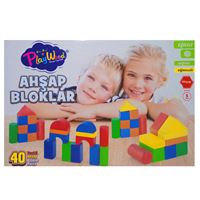 PLAY WOOD AHŞAP BLOKLAR RENKLİ ONY-403 5 RENK 40 PARÇA 10M+ 1