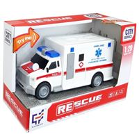 CANEM SÜRTMELİ AMBULANS A1117-1 CİTY SERVİCE 1.20 MODEL SCALE IŞIKLI SESLİ PİLLİ 3+ 1