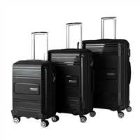 TRAVEL POLO VALİZ PP KIRILMAZ A1017 SİYAH 3 LÜ SET 1