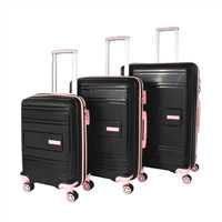 TRAVEL POLO VALİZ PP KIRILMAZ A1017 SİYAH-PUDRA 3 LÜ SET 1