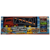 KİNG TOYS SÜRTMELİ ÇILGIN RAMPA YARIŞ KAMYONU+4 ARABA LAL1124 CRAZY RAMP RACİNG TRUCK 3+ 1