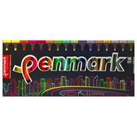 PENMARK FOSFORLU KALEM SİMLİ-NEON-PASTEL 16 RENK SÜPER KUTU HS-505-16S 1