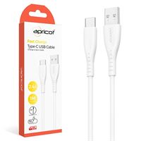 APRİCOT ŞARJ KABLOSU APC-A120T TYPE-C USB BEYAZ 2.4A 1