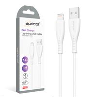 APRİCOT ŞARJ KABLOSU APC-A120L LİGHTNİNG USB BEYAZ 2.4A 1