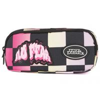 NO FEAR KALEM ÇANTASI 03586 PEMBE SARI DAMALI ÇİFT BÖLMELİ 1