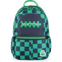 UNİTED COLORS OF BENETTON OKUL ÇANTASI 03773 YEŞİL DAMALI ÜÇ BÖLMELİ 1