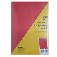 UMUR RENKLİ FOTOKOPİ KAĞIDI A4 KIRMIZI 80 GR 250 Lİ 50002619 1