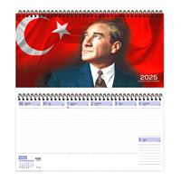 KESKİN MASA AJANDASI 2025 AJ-66 SPİRALLİ 16x33.5 HAFTALIK ATATÜRK 600001-99 1