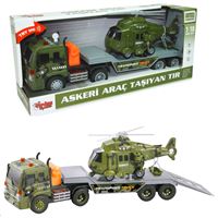 VARDEM SÜRTMELİ ASKERİ ARAÇ TAŞIYAN TIR WY571G-I SESLİ IŞIKLI 1:16 3+ 1