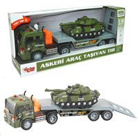 VARDEM SÜRTMELİ ASKERİ ARAÇ TAŞIYAN TIR WY571G-I SESLİ IŞIKLI 1:16 3+ 2