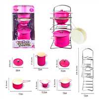 VARDEM KİTCHEN 683G-6 PEMBE EMAYE TENCERE TAVA ÇELİK RAFLI MUTFAK SETİ 7 PARÇA 3+ 1