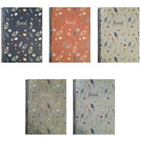 FLORAL NOT DEFTERİ 6408 19x26 SPİRALLİ  DESENLİ KARTON KAPAK 60 YP KARELİ 1