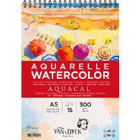 VAN DYCK SULU BOYA RESİM DEFTERİ A5 ÜSTTEN SPİRALLİ 300 GR AQUACAL 15 YP VD420312 1