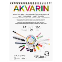 VAN DYCK RESİM DEFTERİ A3 ÜSTTEN SPİRALLİ 230 GR AKVARİN 20 YP VD420514 1