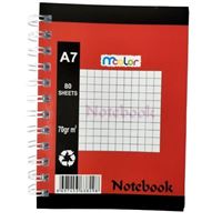 MCOLOR NOT DEFTERİ A7 KARTON KAPAK YANDAN SPİRALLİ 80 YP KARELİ 12 Lİ 1