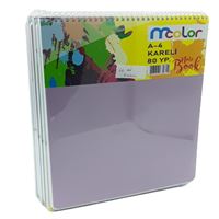 MCOLOR BLOKNOT A4 PP KAPAK ÜSTTEN SPİRALLİ 80 YP KARELİ 6 LI 1