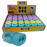 TRİX KALEMTRAŞ PLASTİK OVAL PASTEL 6 RENK İKİ BÖLMELİ 36 LI T-918 1
