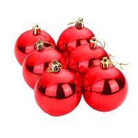 YILBAŞI SÜSÜ 4204-4 TOP BÜYÜK KIRMIZI PARLAK 10 CM 6 LI 1