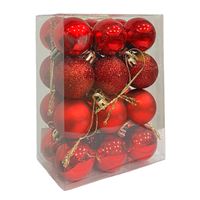 YILBAŞI SÜSÜ 7153 TOP KÜÇÜK KIRMIZI SİMLİ MAT PARLAK 3 CM 24 LÜ 1