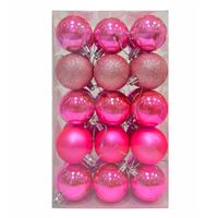 YILBAŞI SÜSÜ 2086-5 TOP ORTA PEMBE SİMLİ MAT PARLAK 4 CM 30 LU 1