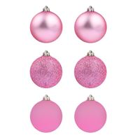 YILBAŞI SÜSÜ 4716-5 TOP ORTA PEMBE SİMLİ MAT PARLAK 6 CM 6 LI 1