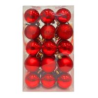 YILBAŞI SÜSÜ 2086 TOP ORTA KIRMIZI SİMLİ MAT PARLAK 4 CM 30 LÜ 1