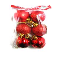 YILBAŞI SÜSÜ 2260 TOP KÜÇÜK KIRMIZI-GÜMÜŞ MAT-PARLAK-SİMLİ 6 LI 2