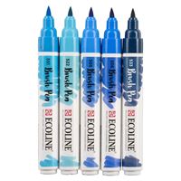 ECOLİNE BRUSHPEN KALEM SETİ FIRÇA UÇLU MAVİ TONLARI 5 RENK 11509905 1