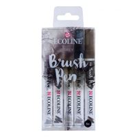 ECOLİNE BRUSHPEN KALEM SETİ FIRÇA UÇLU GRİ TONLARI 5 RENK 11509907 2