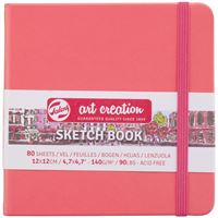 ART CREATİON ESKİZ DEFTERİ 12x12 DİKİŞLİ SERT KAPAK CORAL RED LASTİKLİ 9314314M 1