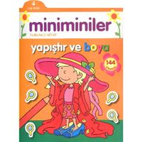PARILTI BOYAMA KİTABI MİNİMİNİLER YAPIŞTIR VE BOYA TURUNCU KİTAP 4+ 1