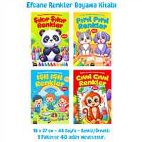 EFSANE RENKLER BOYAMA KİTABI 4 ÇEŞİT RENKLİ ÖRNEKLİ 48 SAYFA 19X27 CM 40 LI 1