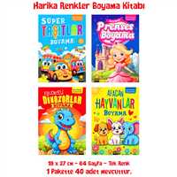 HARİKA RENKLER BOYAMA KİTABI 4 ÇEŞİT TEK RENK 64 SAYFA 19X27 CM 40 LI 1