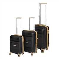 TRAVEL POLO VALİZ PP KIRILMAZ A1017 SİYAH-GOLD 3 LÜ SET 1