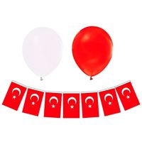 SVN KÜÇÜK İPLİ BAYRAK BALON SETİ 5 BALON - 1 İPLİ BAYRAK 30 LU STANT 1