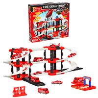 HEROES TOYS ERN-2027 ÜÇ KATLI ÇİFT BLOK İTFAİYE GARAJ OYUN SETİ 3+ 1