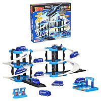 HEROES TOYS ERN-2028 ÜÇ KATLI ÇİFT BLOK POLİS GARAJ OYUN SETİ 3+ 1