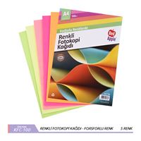 RED APPLE FOTOKOPİ KAĞIDI KFC-100 A4 KARIŞIK RENKLİ FOSFORLU 100 LÜ 1